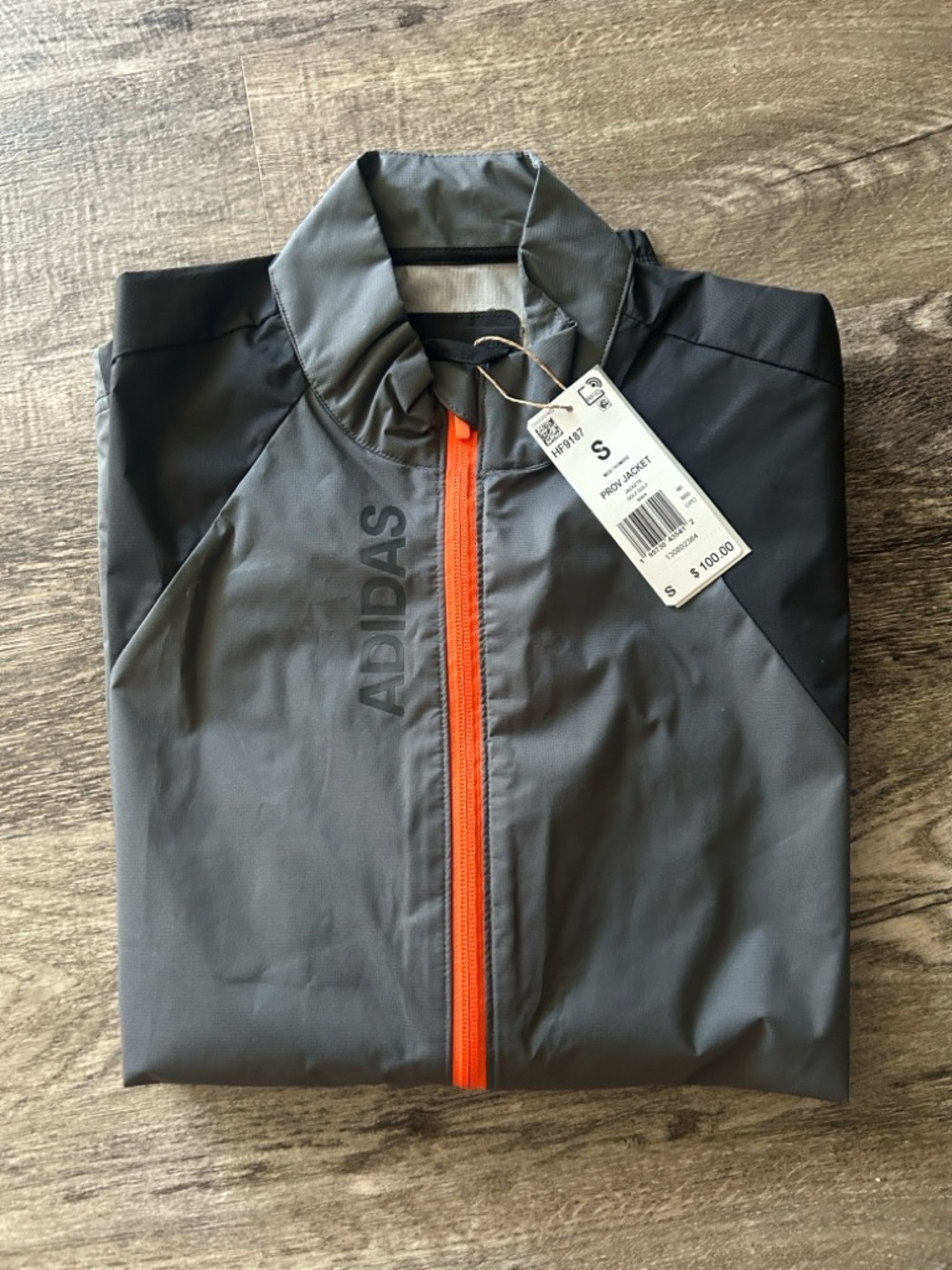 adidas Men's Gray and Black Jacket with Orange Zipper
